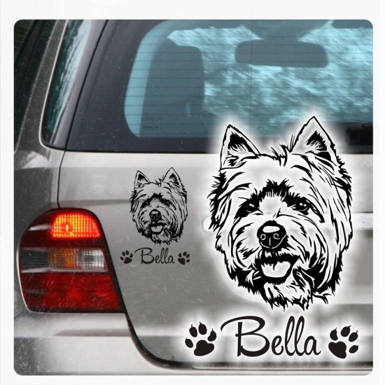 West Highland Terrier Autoaufkleber Auto Aufkleber Sticker Hund Pfoten A4192