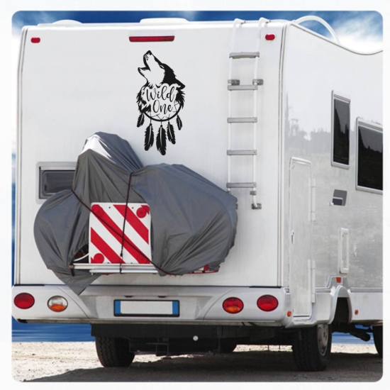 Wild One Wohnmobil Aufkleber Wolf Traumfänger WoMo Caravan Aufkleber Sticker WoMo298