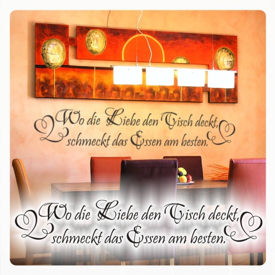 Wo die Liebe den Tisch deckt Wandtattoo Esszimmer W684