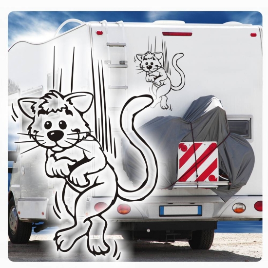 Katze hängt ab Wohnmobil Aufkleber Wohnwagen Sticker WoMo228
