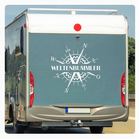 Kompass Rose Weltenbummler Compass Wohnmobil Aufkleber Wohnwagen Caravan Sticker WoMo477