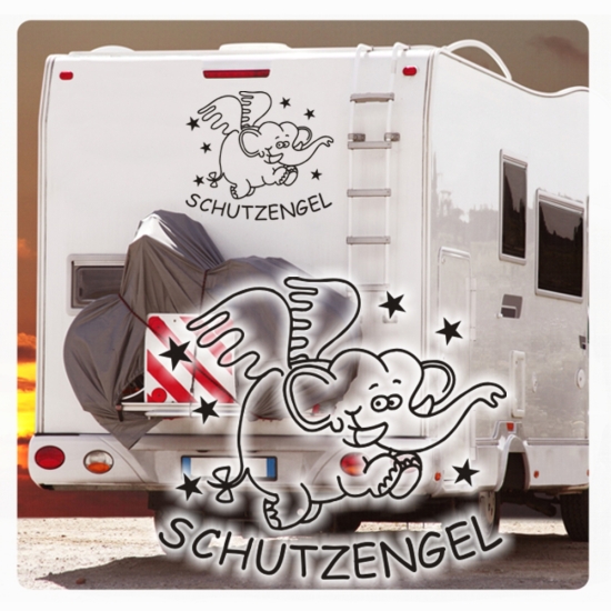 Wohnmobil Aufkleber Schutzengel Elefant Engel WoMo Caravan Aufkleber Sticker WoMo152