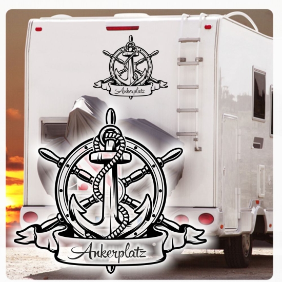 Ankerplatz Anker Steuerrad Wohnmobil Aufkleber Wohnwagen Caravan Sticker WoMo493