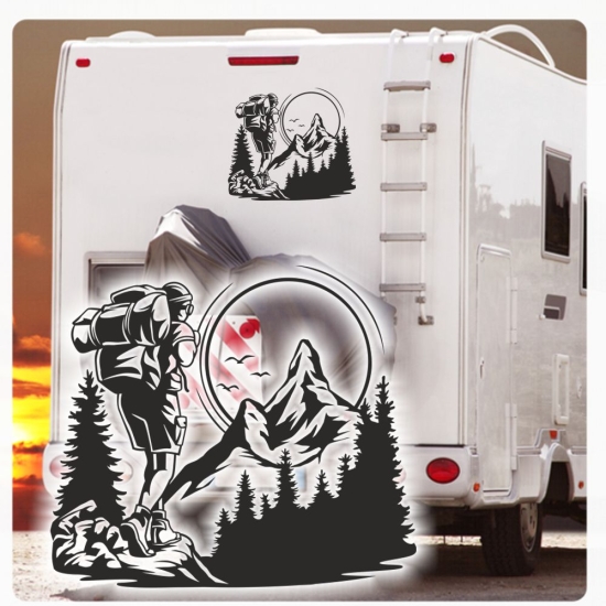 Bergsteigen Wandern Wohnmobil Aufkleber Caravan Sticker WoMo487