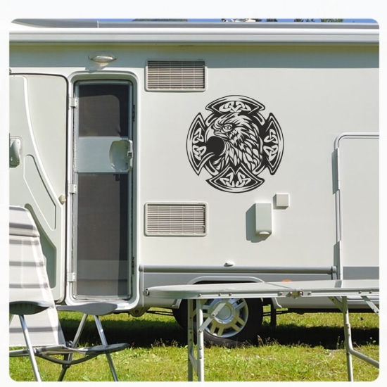 Wohnmobil Aufkleber Falke Wikinger Axt Wohnwagen Caravan Sticker WoMo455