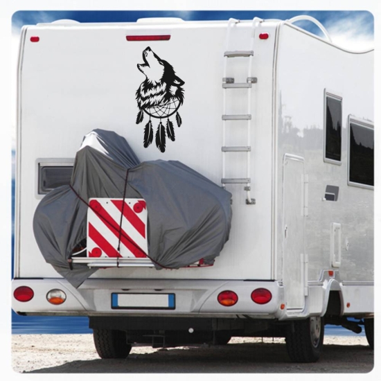 Wohnmobil Aufkleber Wolf Traumfänger WoMo Caravan Aufkleber Sticker WoMo297