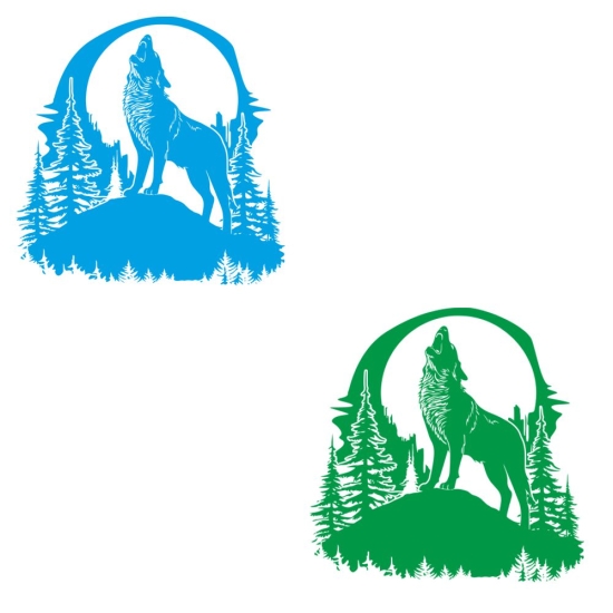 heulender Wolf Mond Wald Berge Wohnmobil Aufkleber Wohnwagen Caravan Wohnwagen Sticker WoMo421