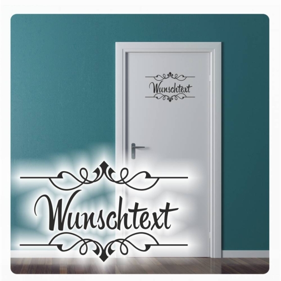 Wunschtext Türaufkleber Wandtattoo Retro Ornament T223