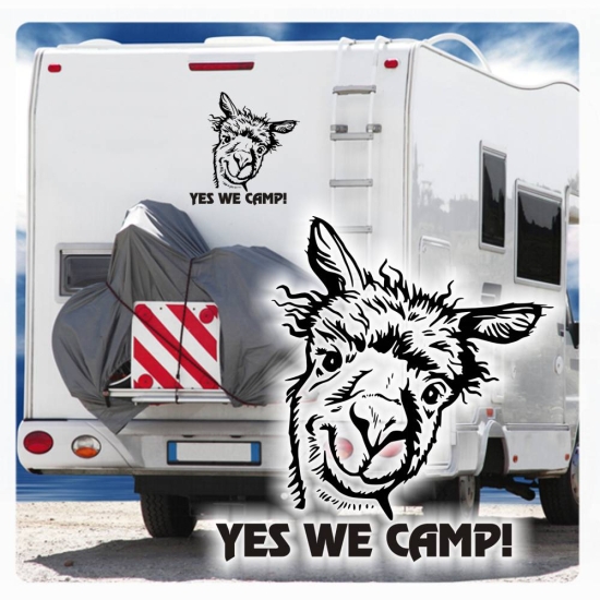 Alpaka YES WE CAMP! Wohnmobil Aufkleber Caravan Sticker WoMo306