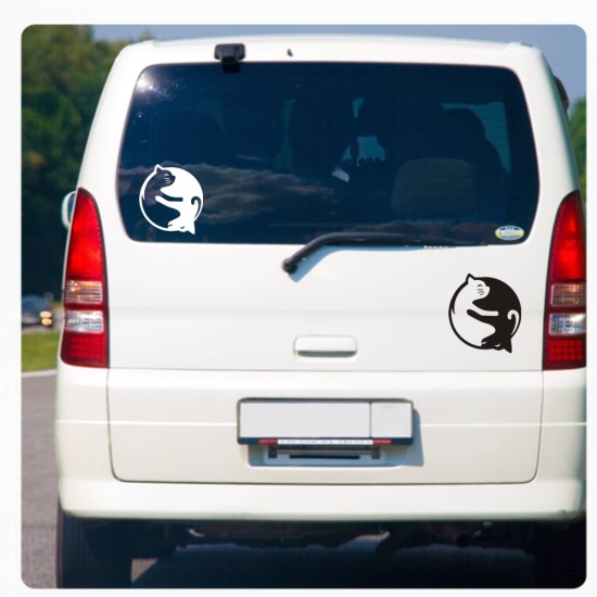 Autoaufkleber Yin Yang Hund Katze Sticker Auto Aufkleber lustig A649