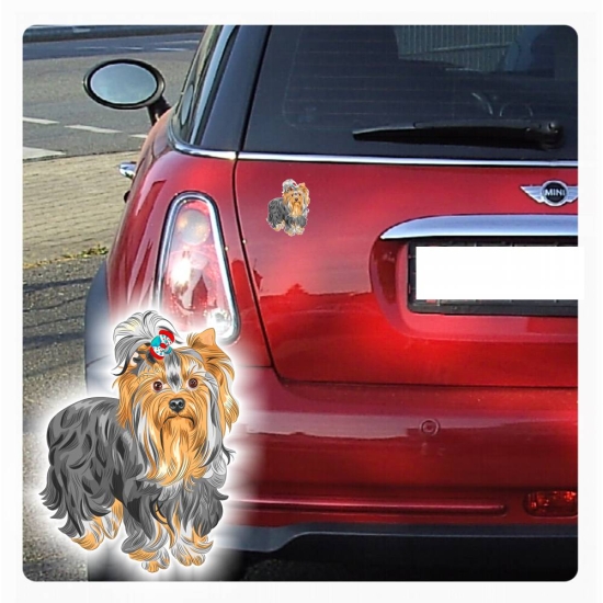 Auto Aufkleber Yorkshire Terrier Hund Pfoten Sticker Digitaldruck DA532