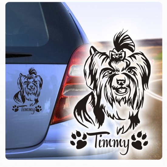 Hundeaufkleber Yorkshire Terrier Name Pfoten Auto Aufkleber Sticker A249