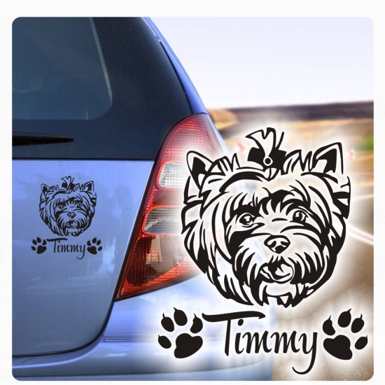 Hundeaufkleber Yorkshire Terrier Name Pfoten Auto Aufkleber Sticker A248