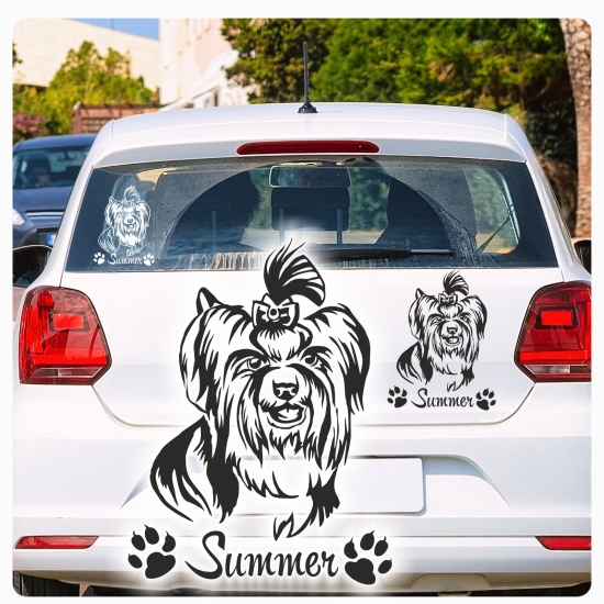 Hundeaufkleber Yorkshire Terrier Name Pfoten Auto Aufkleber Sticker A249