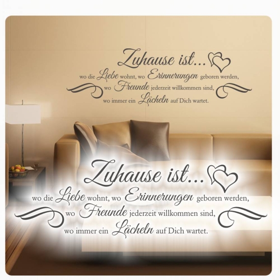 Wandtattoo Zitat Zuhause ist wo die Liebe wohnt ...Wohnzimmer Spruch Flur W1769