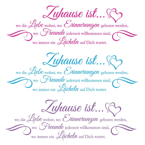 Wandtattoo Zitat Zuhause ist wo die Liebe wohnt ...Wohnzimmer Spruch Flur W1769