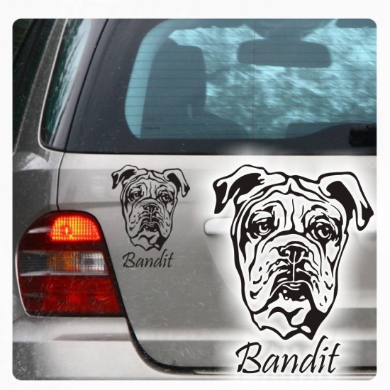 Autoaufkleber Englische Bulldogge Name Aufkleber Hunde Sticker A1119