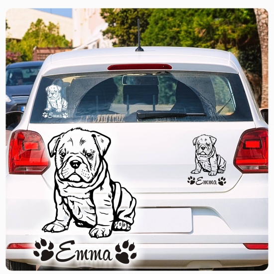 Englische Bulldogge Name Pfoten Autoaufkleber Auto Aufkleber Sticker A876