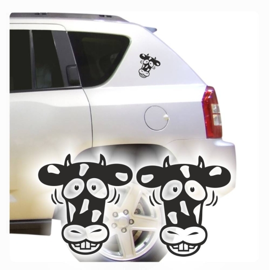 Autoaufkleber Kuh lustig Auto Aufkleber 2er Set Sticker Tattoo Kühe Cow A322