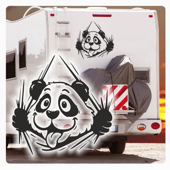 Lustiger Panda streckt die Zunge raus Wohnmobil Aufkleber Wohnwagen Caravan Wohnwagen Sticker WoMo433