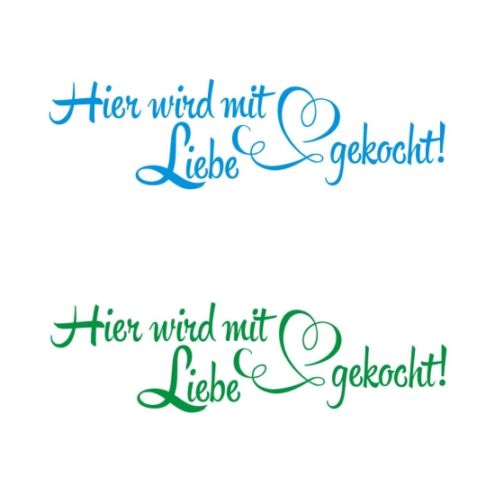 Wandtattoo Hier wird mit Liebe gekocht! Küche Wandaufkleber W1341
