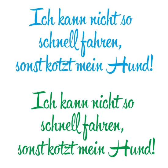Ich kann nicht schneller fahren, sonst kotzt mein Hund Auto Aufkleber Autoaufkleber Sticker A4255