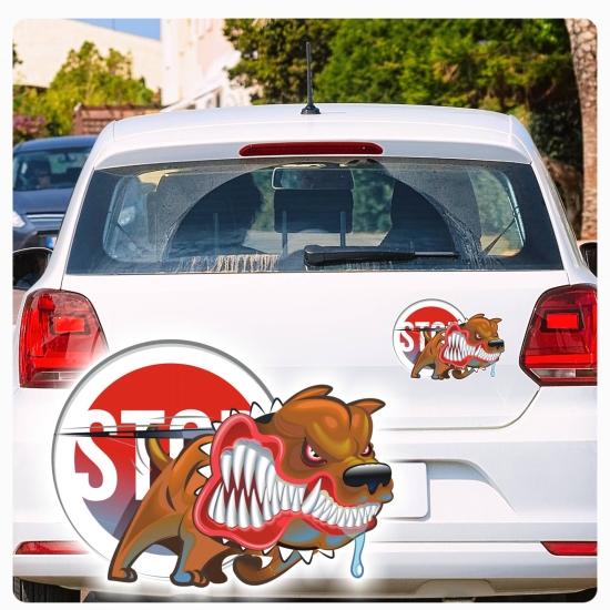 Autoaufkleber wütende Bulldogge Auto Aufkleber Sticker Lustig Hund  Digitaldruck DA063