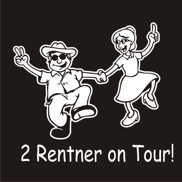 2 Rentner on Tour Caravan Aufkleber Wohnwagen Wohnmobil Sticker WoMo402