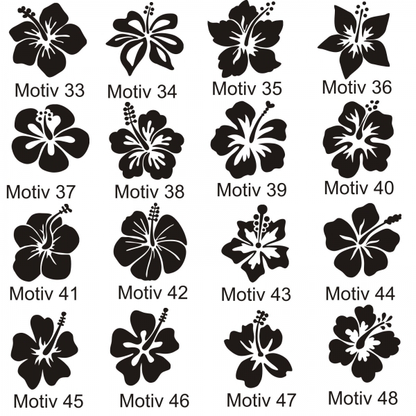 Hibiskus Blumen Wandtattoo Wandaufkleber Blüten Retro 63 Motive 41 Farben W070