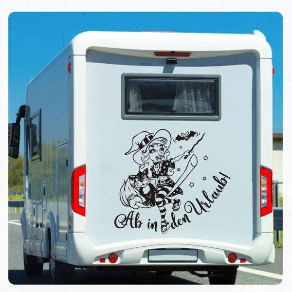 Wohnmobil Aufkleber Ab in den Urlaub Hexe Katze WoMo Caravan Aufkleber Sticker WoMo250n Urlaub Hexe Katze WoMo Caravan Aufkleber Sticker WoMo122