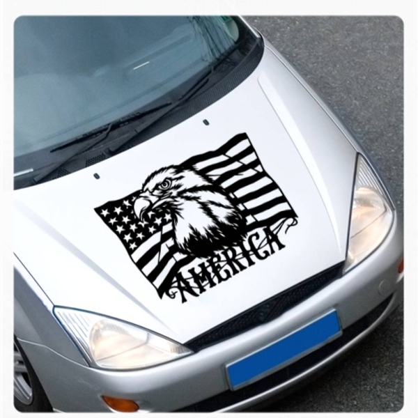 Motorhauben Autoaufkleber Adler Amerika Flagge A595