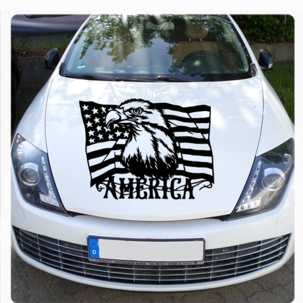 Motorhauben Autoaufkleber Adler Amerika Flagge A595