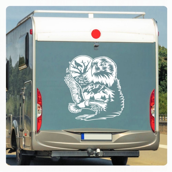 Wohnmobil Aufkleber Adler Eagle Berge Wald Caravan Sticker WoMo457