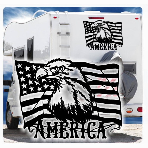 Wohnmobil Aufkleber Adler USA Fahne Flagge WoMo Caravan Aufkleber Sticker WoMo120