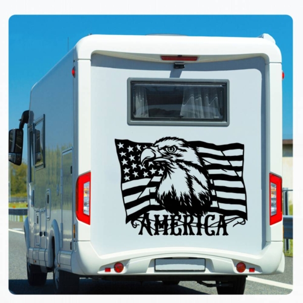 Wohnmobil Aufkleber Adler USA Fahne Flagge WoMo Caravan Aufkleber Sticker WoMo120