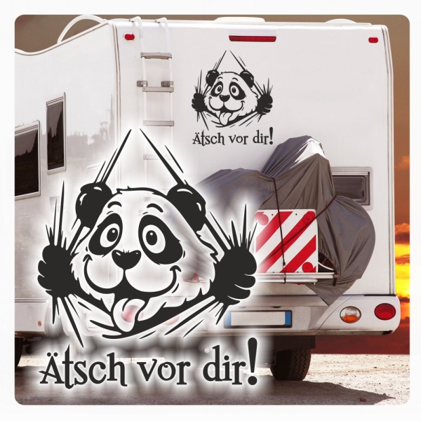 Wohnmobil Aufkleber Panda lustig Ätsch vor dir!  Caravan Wohnwagen Sticker WoMo435