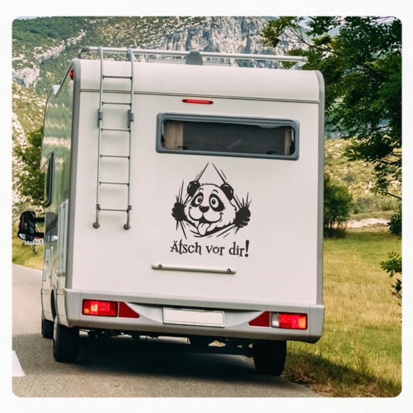 Wohnmobil Aufkleber Panda lustig Ätsch vor dir!  Caravan Wohnwagen Sticker WoMo435