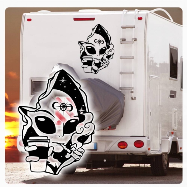 Wohnmobil Aufkleber Alien Coffee Joint WoMo Caravan Aufkleber Sticker WoMo309