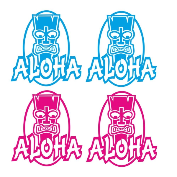 Aloha Freaki Tiki Hawaii Auto Aufkleber Hibiskus Sticker 2er SET A202