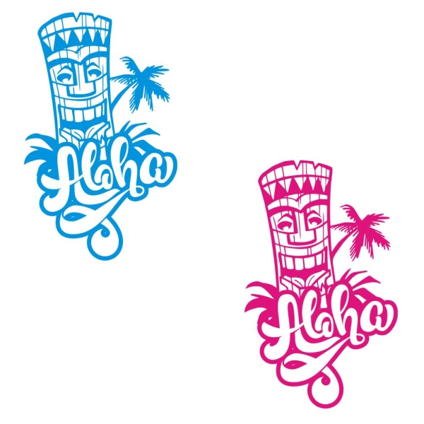 Aloha Tiki Hawaii Hibiskus Wohnmobil Aufkleber Wohnwagen Sticker WoMo086