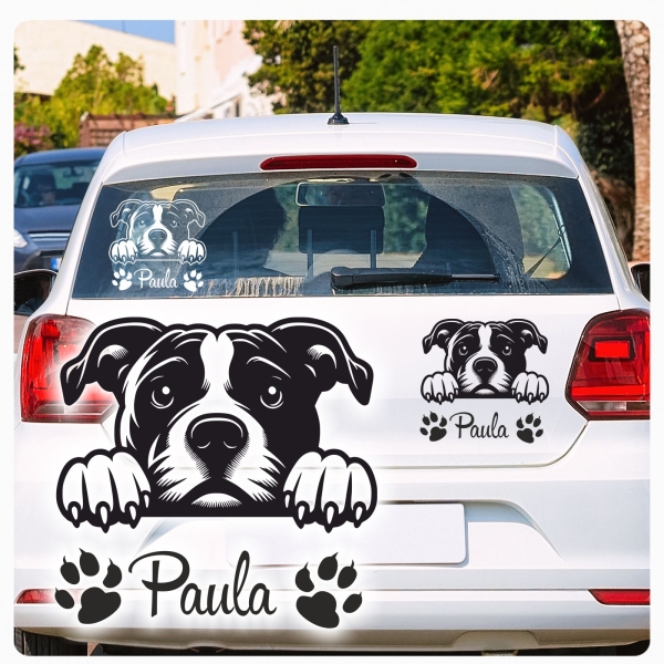 Amstaff American Staffordshire Terrier Auto Aufkleber Autoaufkleber Hundeaufkleber Pfoten A170