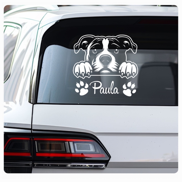 Amstaff American Staffordshire Terrier Auto Aufkleber Autoaufkleber Hundeaufkleber Pfoten A170