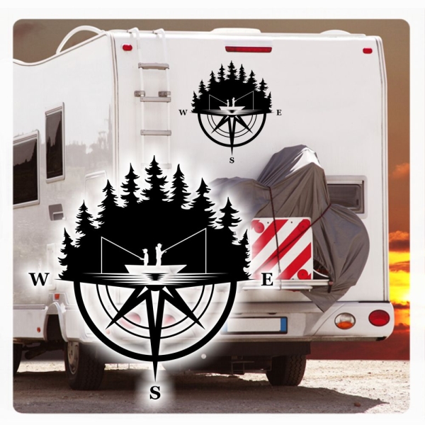 Angeln Kompass Rose Compass Wohnmobil Aufkleber Wohnwagen Caravan Wohnwagen Sticker WoMo411