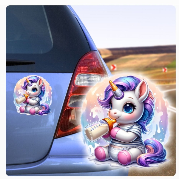 Baby Einhorn Flasche Autoaufkleber Sticker Auto Aufkleber Digitaldruck DA377