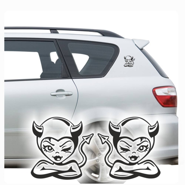 2er SET Bad Girl Teufelchen Teufel  Auto Aufkleber Sticker A106