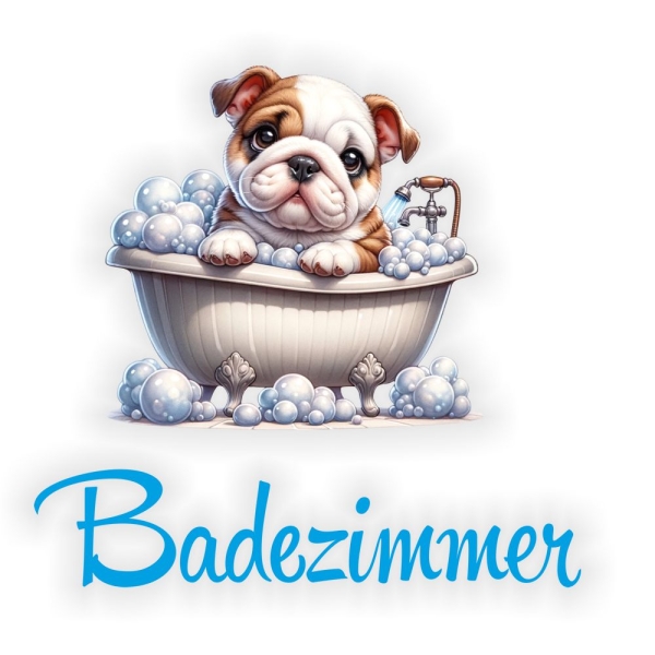 Türaufkleber Badezimmer Englische Bulldogge Digitaldruck Wandtattoo Türtattoo DT617