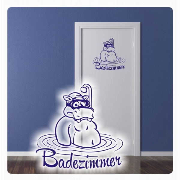 Tür Aufkleber Badezimmer Hippo Wandtattoo Aufkleber Sticker WC T024