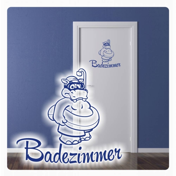 Tür Aufkleber Badezimmer Hippo Schwimmring Wandtattoo Aufkleber Sticker WC T804