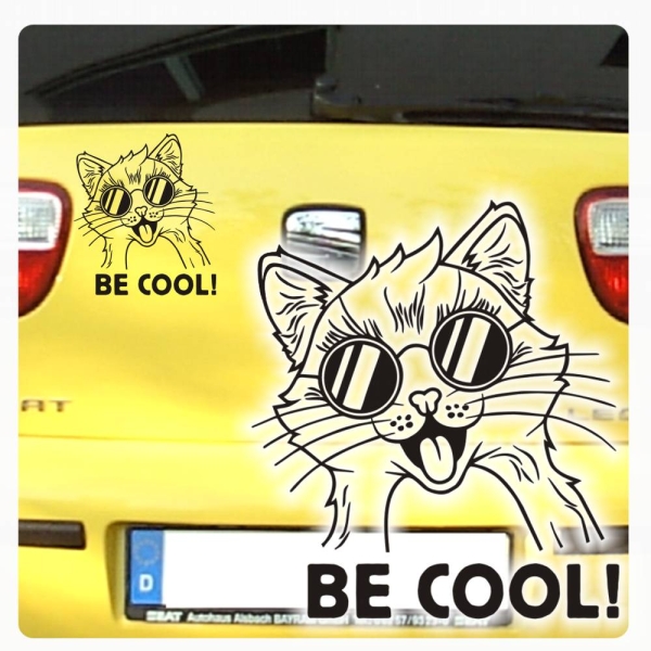 Auto Aufkleber Katze Be Cool! Kätzchen Autoaufkleber clickstick A645