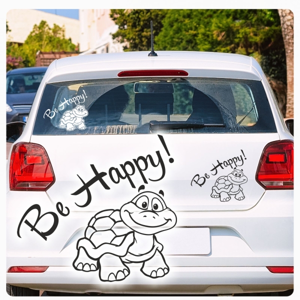 Autoaufkleber Turtle Schildkröte Be Happy! Aufkleber Sticker A1179